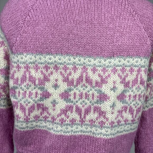 Lottie Moss Womens Pink Purple Southwest Fair Isle Crop Pullover Sweater Size S - Picture 5 of 8